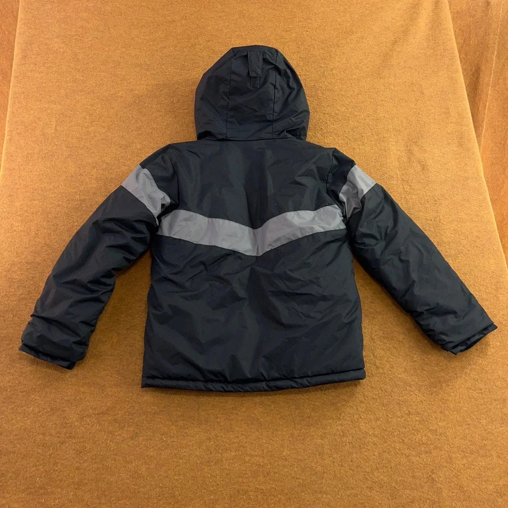 Columbia Boys Large 14/16 Black Grey Insulated Hooded Puffer Jacket SB5836